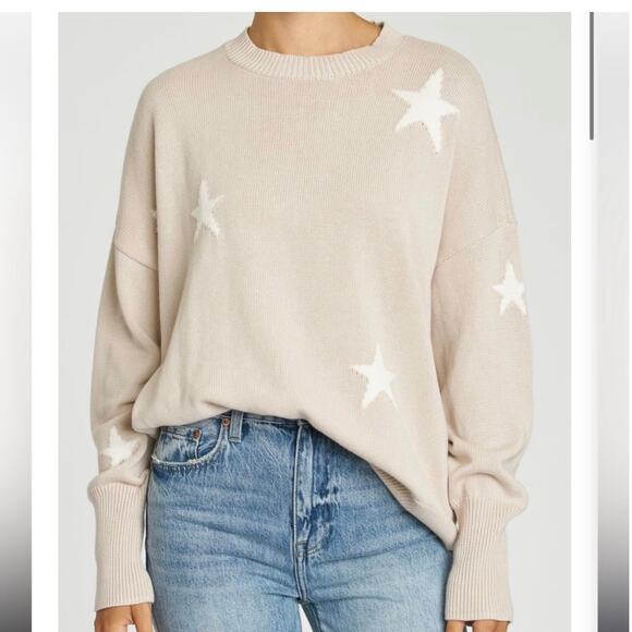 Pistola Darya Crewneck Pullover Sweater Knit Sz XS Oversized Stars Royal Dove - Picture 2 of 16